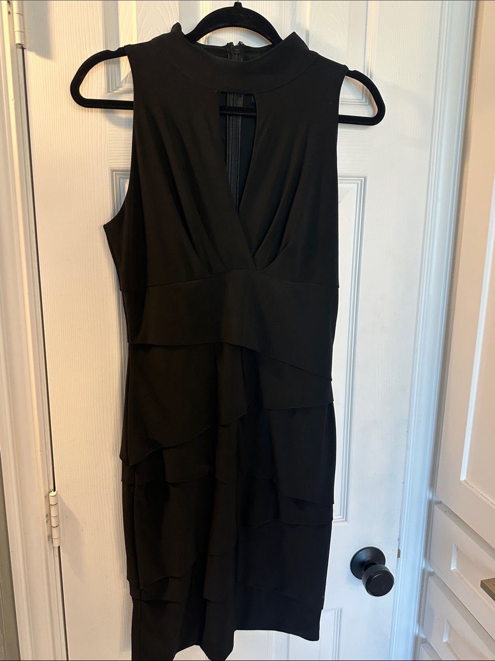 Sleeveless Black Tiered Ruffle Dress WHBM SZ 10